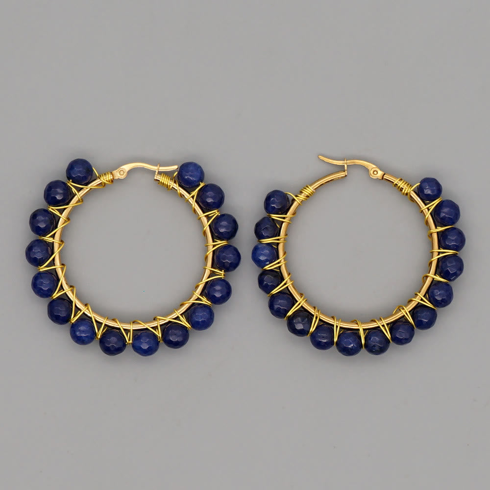 Sanne - Boho Natural Crystal Hoop Earrings for Women