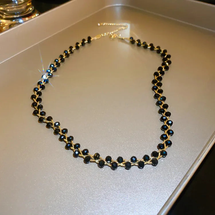 Amira - Double Crystal and Pearl Necklace for Women