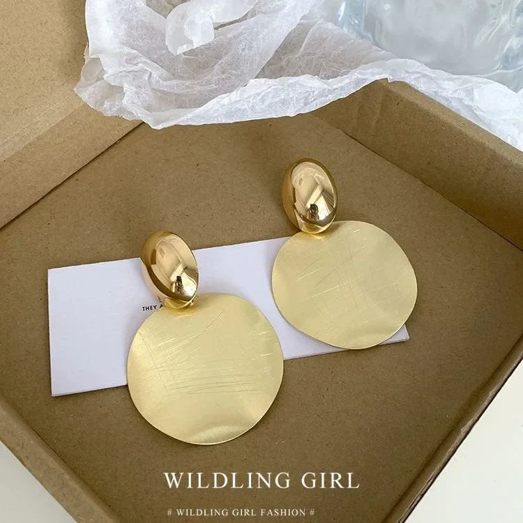 Amaya - Gold Round Drop Earrings for Women