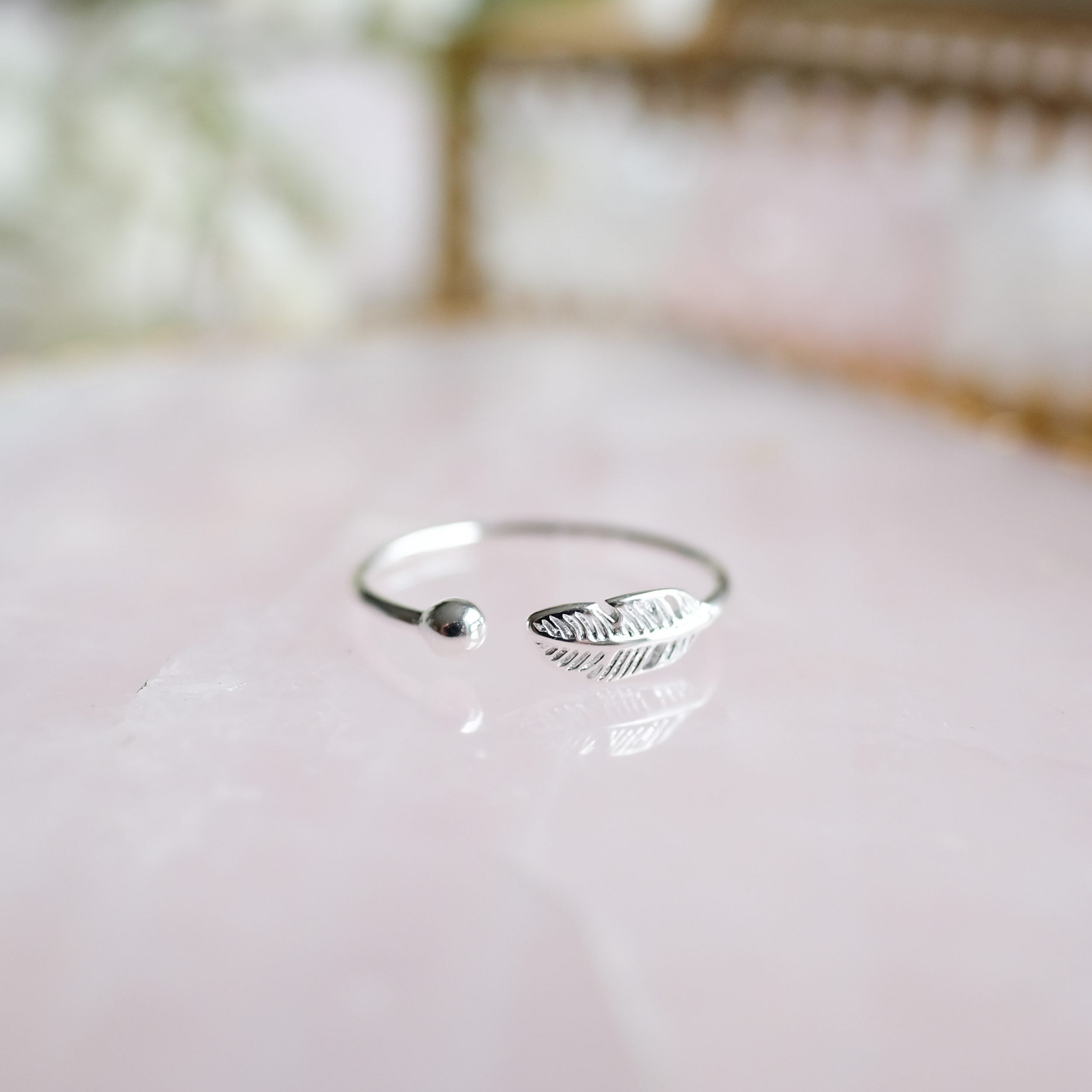 SilverPlume Ring - Adjustable 925 Silver Feather Ring