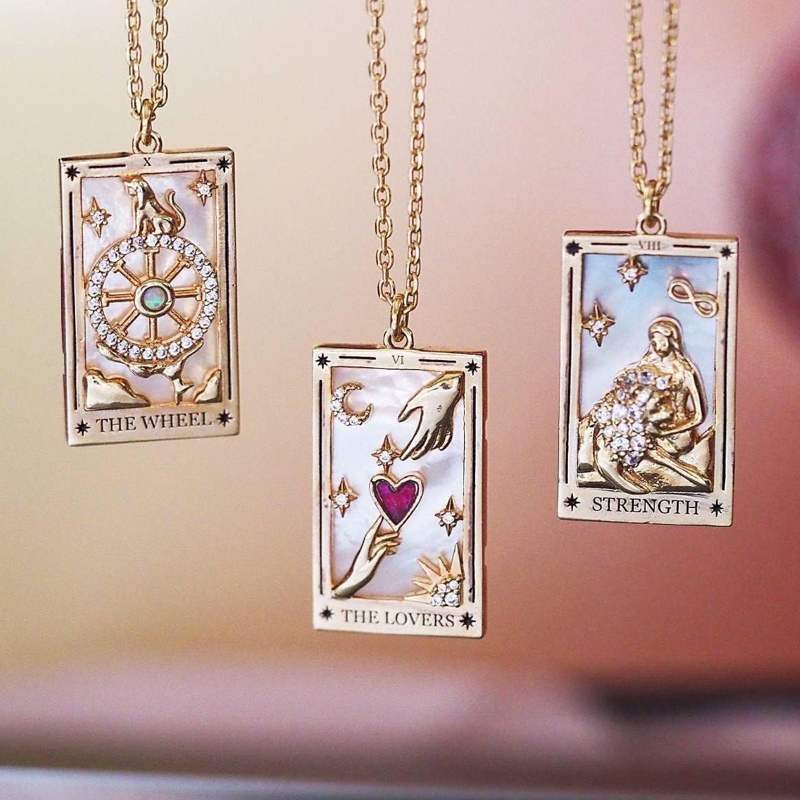 Amara - Tarot Drop Pendant Necklace with Zirconia for Women