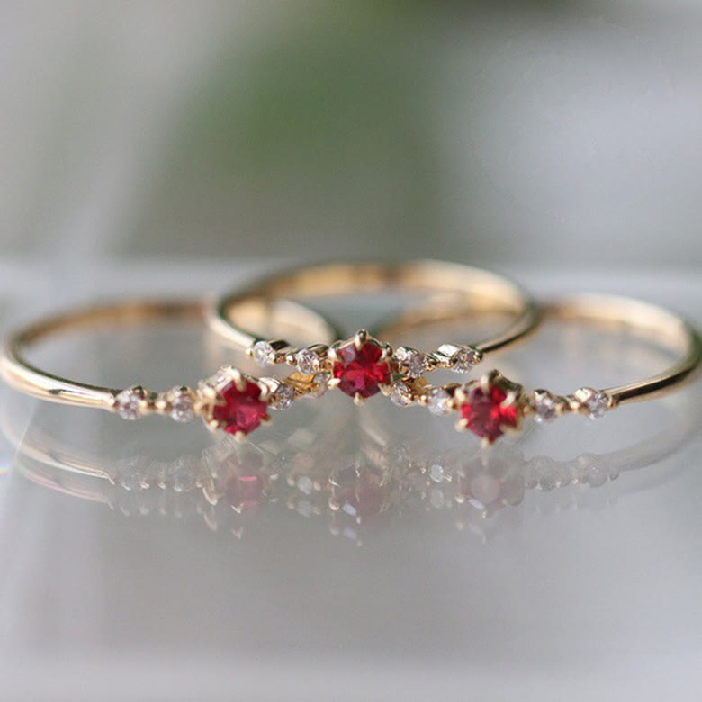 Elara - 18K Gold Garnet Stone Ring for Women
