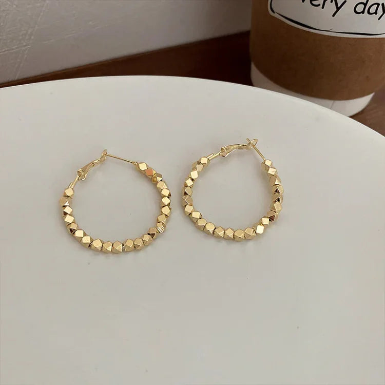Nina - Faceted Hoop Earrings in Gold and Silver for Women