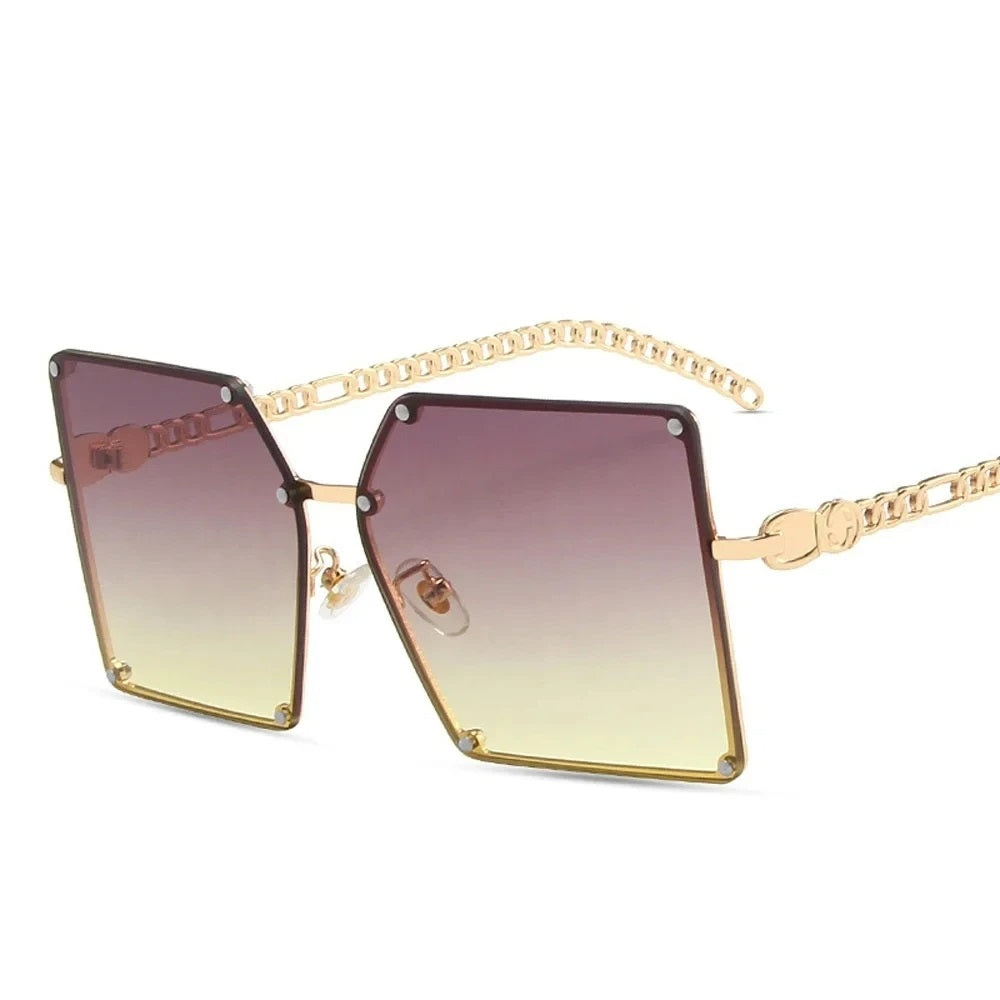 Mirthe Shades - Retro Square Sunglasses with Chain Frame