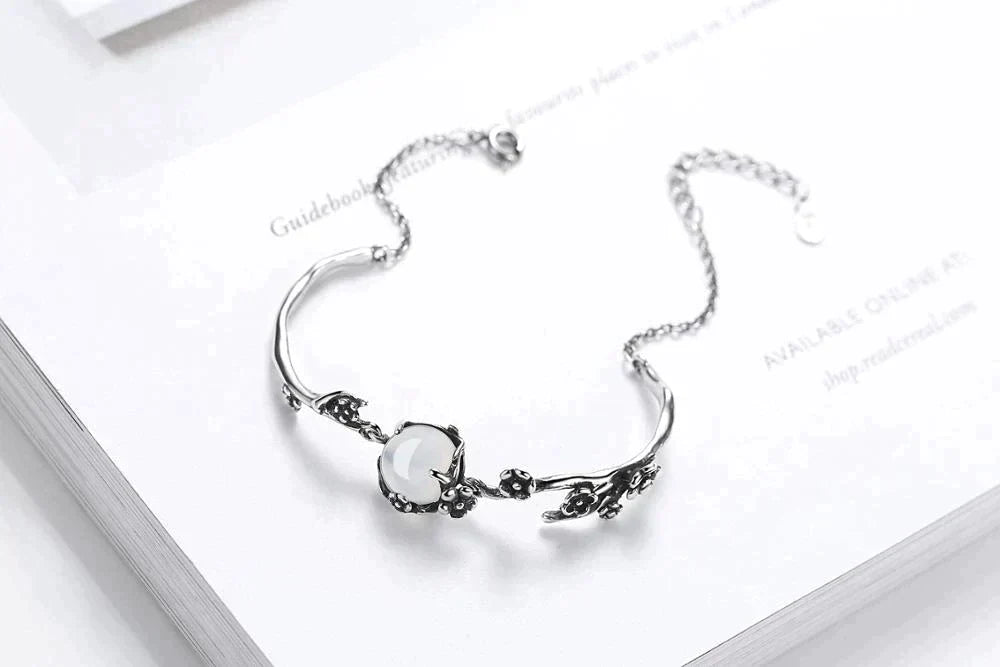 MoonGleam Bracelet - Elegant Sterling Silver Moonstone Bracelet