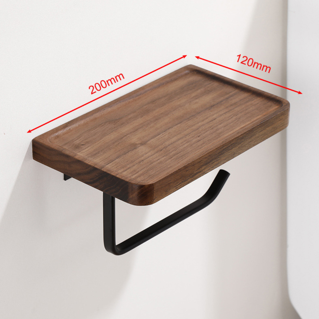 Walnut Toilet Paper Holder - Wall-Mounted Wood & Steel