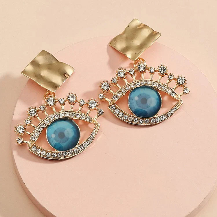 Nerina - Gold Vintage Evil Eye Drop Earrings for Women