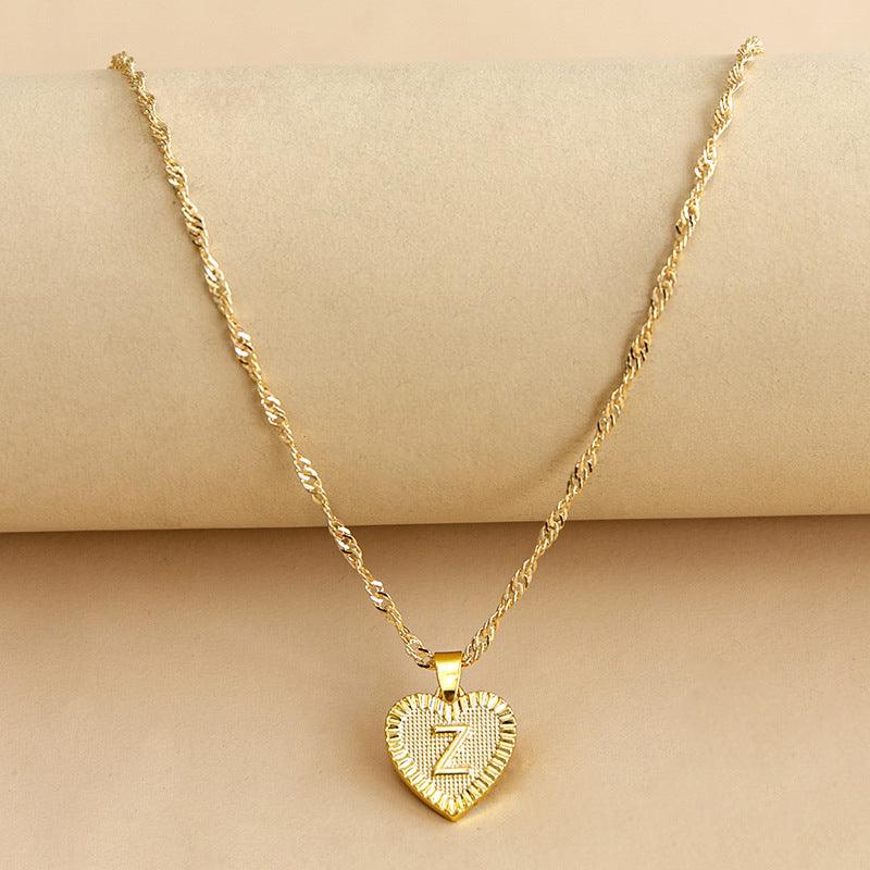 Amara - Gold Heart Initial Necklace for Women