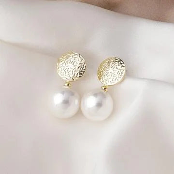 Celeste - Pearl Earrings in 18K Gold-Plated Copper for Women