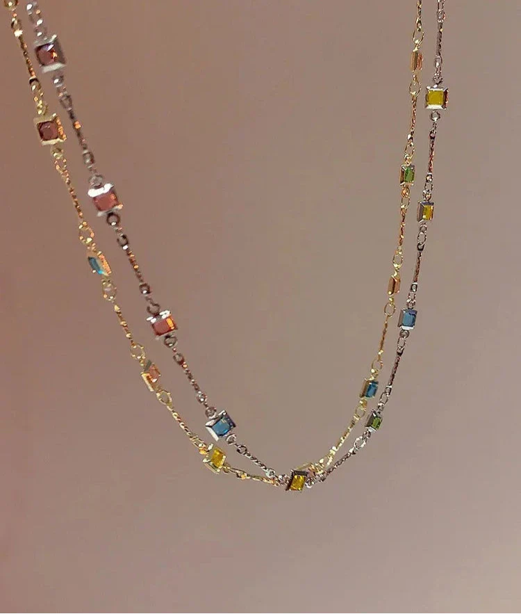 Ivy - Gold/Silver Necklace with Colourful Gemstones for Women