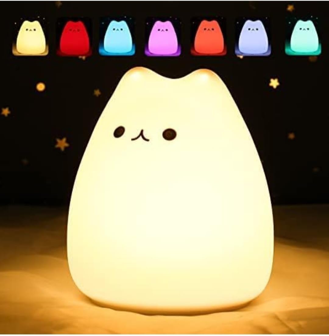 Cat Kids Night Light - Silicone Rechargeable Lamp