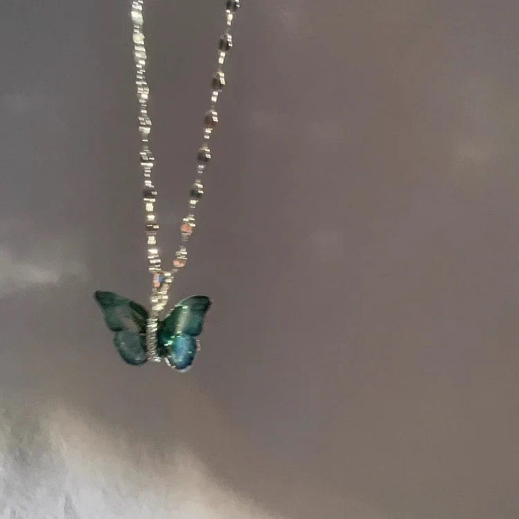 Elina - Blue Butterfly Sterling Silver Necklace for Women