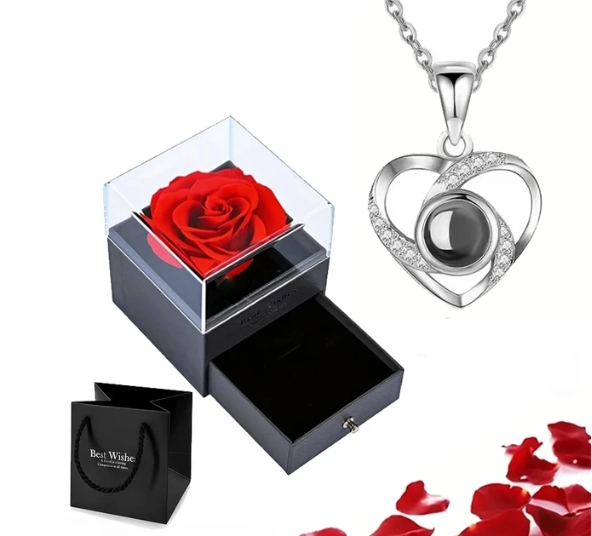 EternalLove Necklace - Heart Pendant with I Love You in 100 Languages