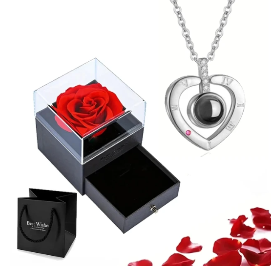 EternalLove Necklace - Heart Pendant with I Love You in 100 Languages