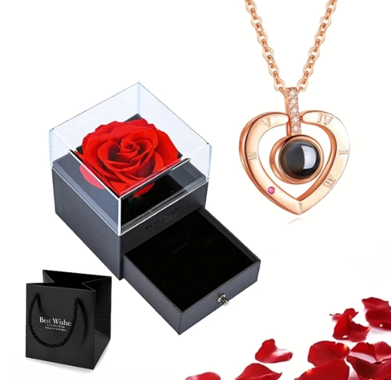 EternalLove Necklace - Heart Pendant with I Love You in 100 Languages