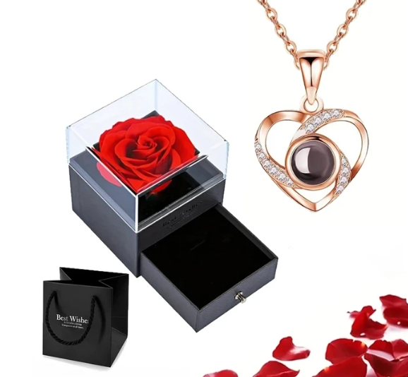 EternalLove Necklace - Heart Pendant with I Love You in 100 Languages