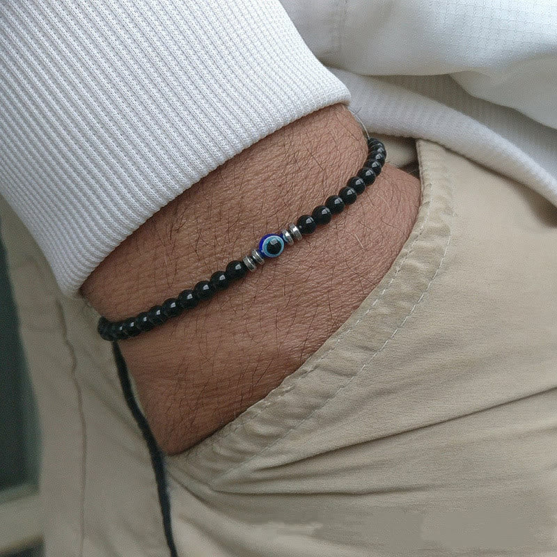 Thor - Men's 4mm Natural Stone Evil Eye Beaded Bracelet