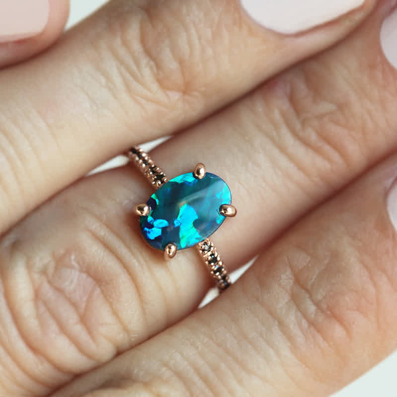 Isabella - 3-Piece Sapphire & Opal Ring Set for Women
