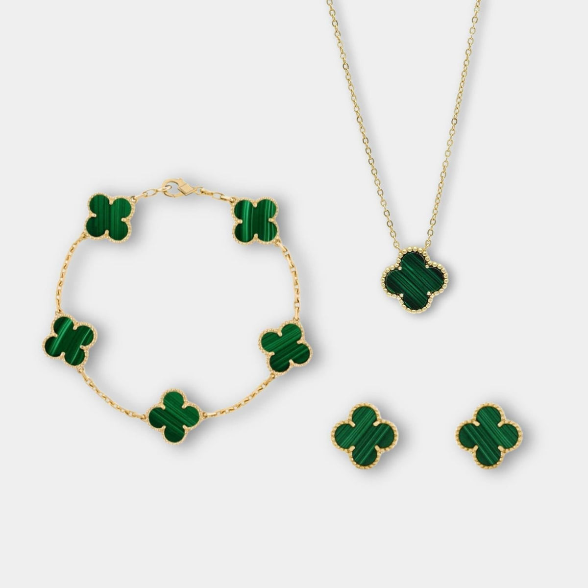 GoldenClove Jewellery Set – Clover Necklace Trio