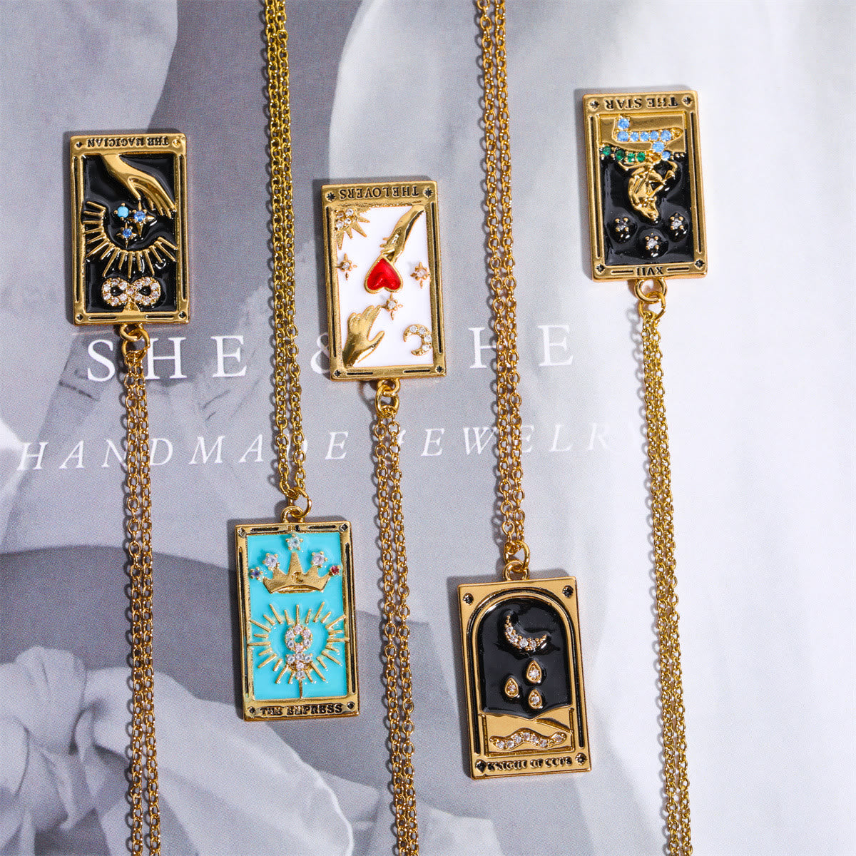 Amara - Tarot Drop Pendant Necklace with Zirconia for Women