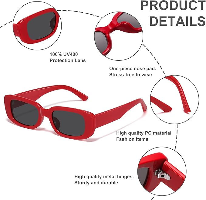 AriaLens - Retro Y2K Rectangular Sunglasses