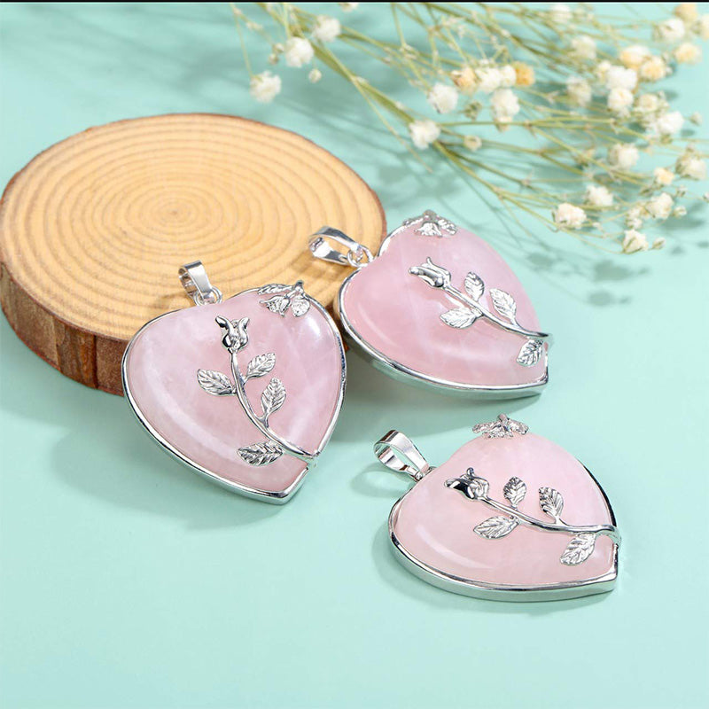 Amara Heart Rose Quartz Necklace - Romantic Gemstone Pendant