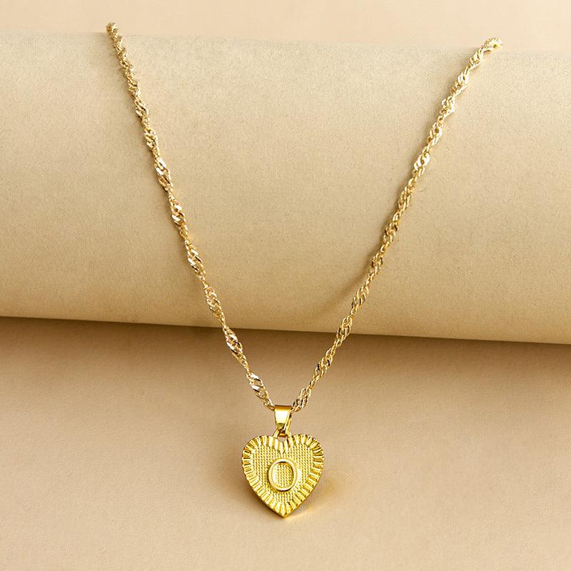Amara - Gold Heart Initial Necklace for Women