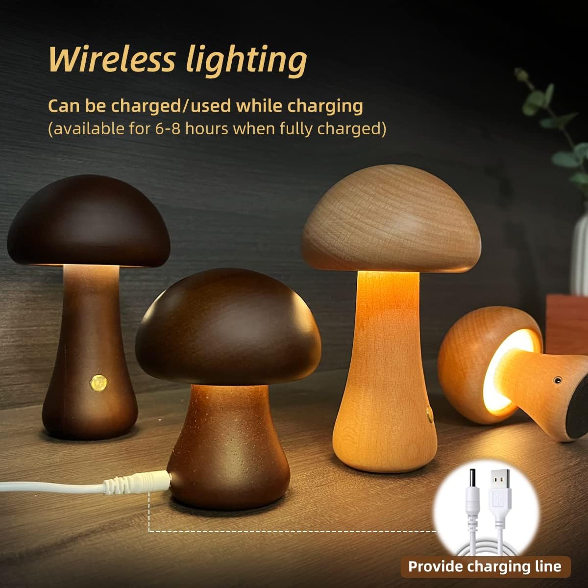 Mushroomlight - Wireless Wooden LED Night Light
