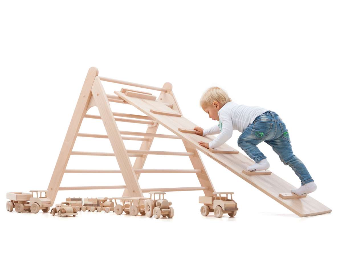 ClimbEase Board - Reversible Wooden Ladder and Slide