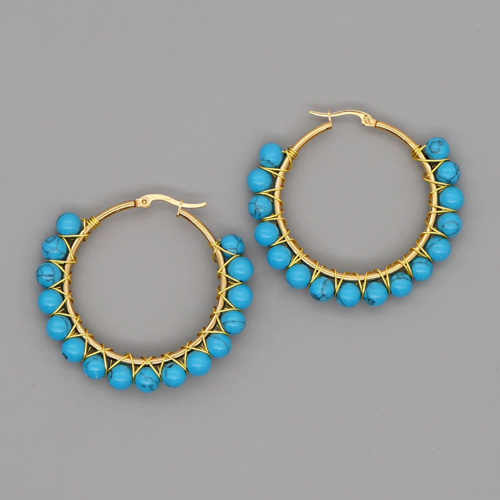 Sanne - Boho Natural Crystal Hoop Earrings for Women