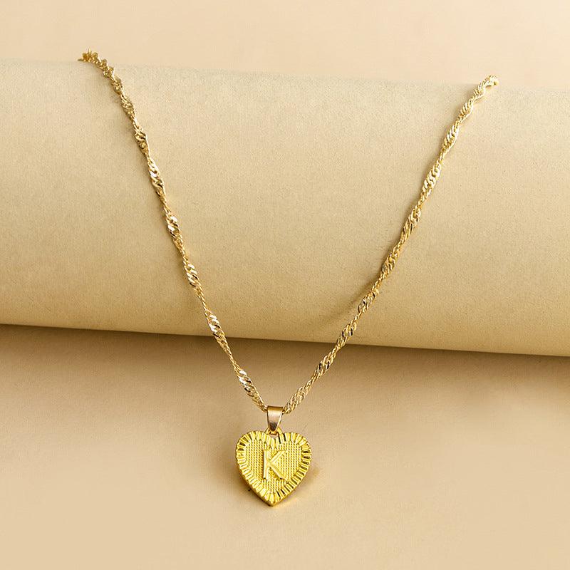 Amara - Gold Heart Initial Necklace for Women