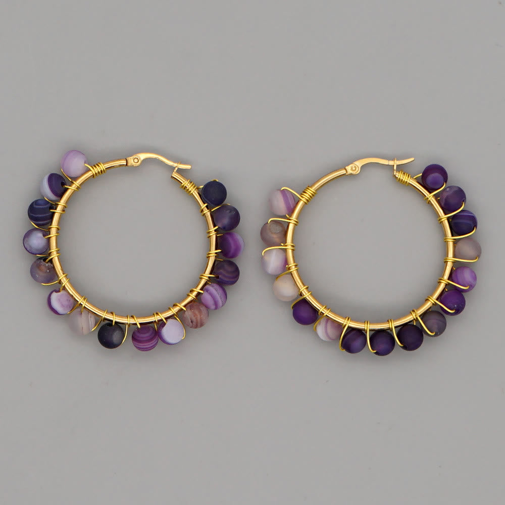 Sanne - Boho Natural Crystal Hoop Earrings for Women