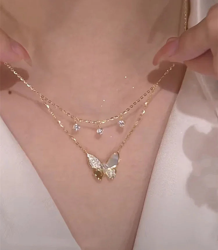 Elayna - Double-Layered Butterfly Necklace for Women