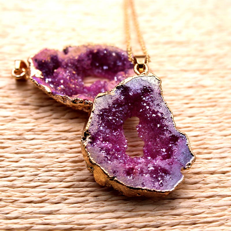 Natural Crystal Geode - Pendant Necklace