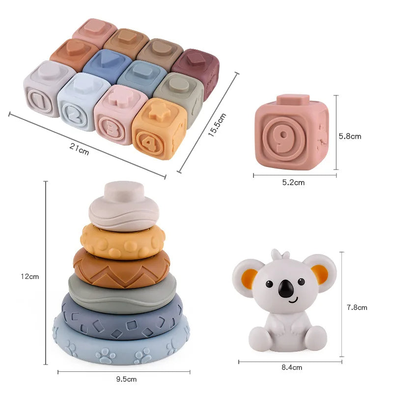CubbyStack - Silicone Stacking and Teething Toy for Babies