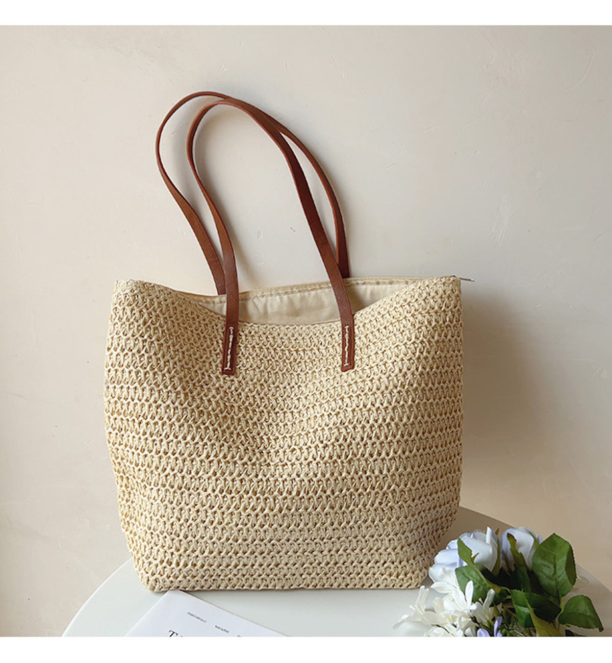 SummerBreeze Woven Straw Tote Bag
