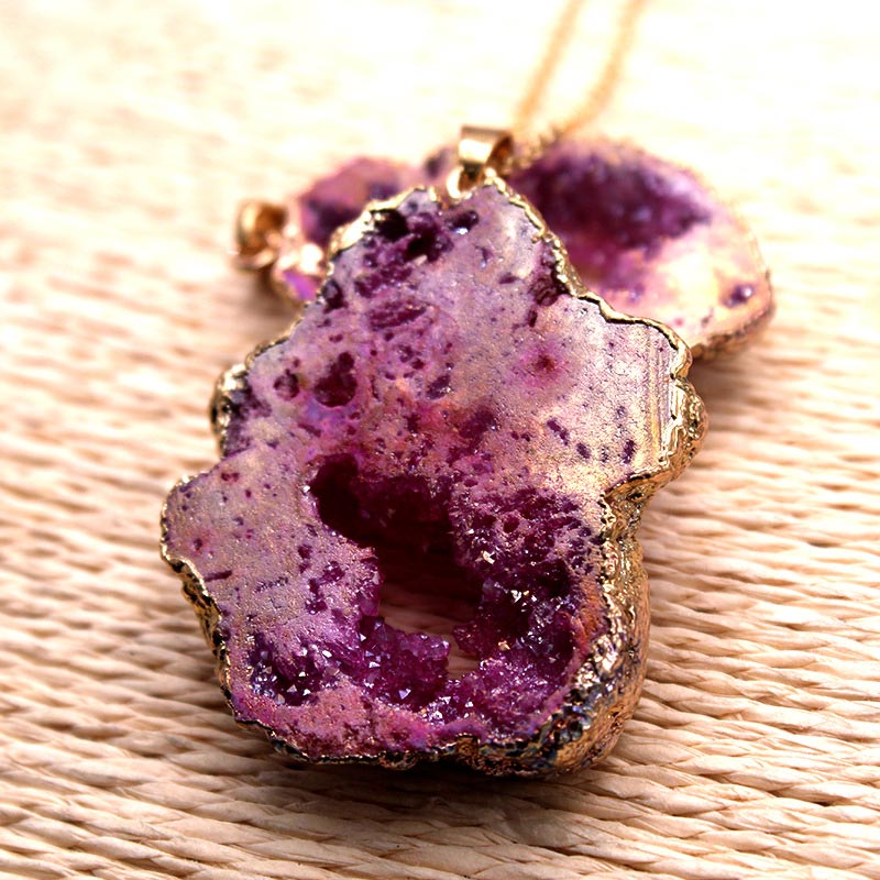 Natural Crystal Geode - Pendant Necklace
