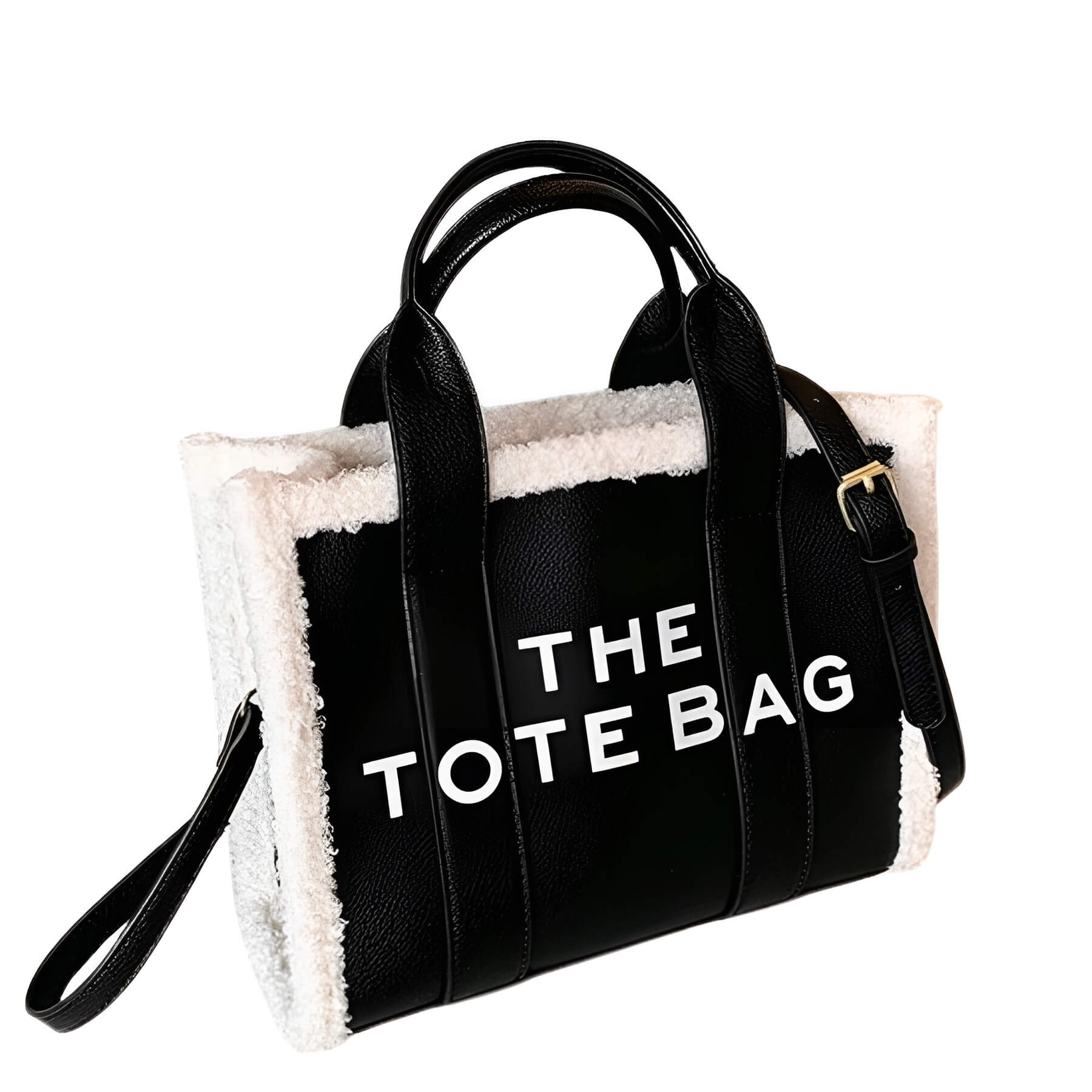 LuxVibe Bag - PU Leather Handbag with Faux Fur Trim