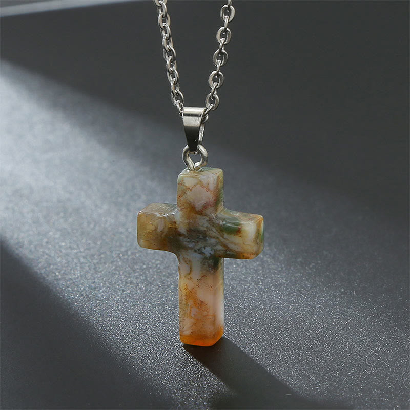 Seraphina - Natural Gemstone Cross Necklace for Women