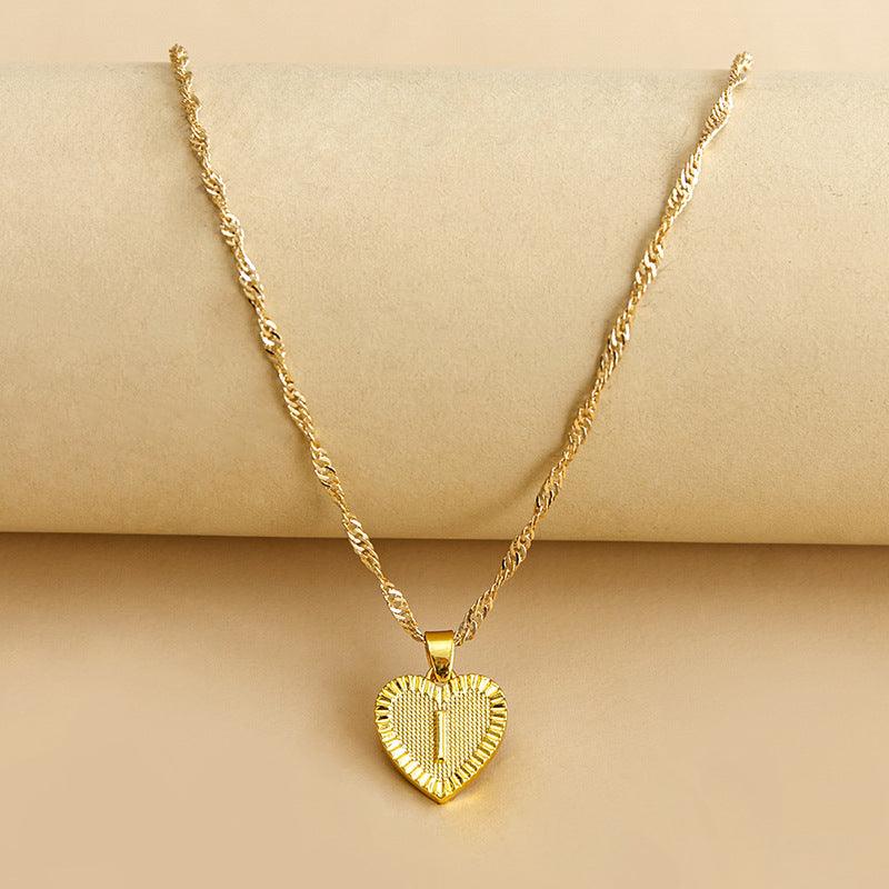 Amara - Gold Heart Initial Necklace for Women