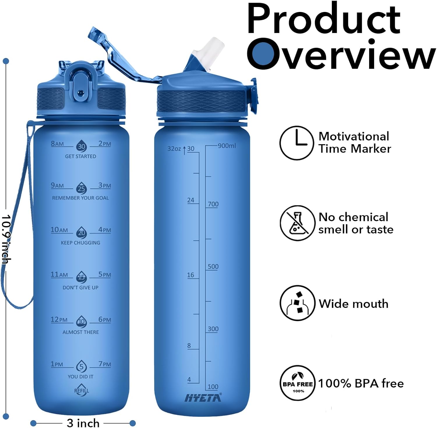 HydraBoost - Motivational Water Bottle (900ml)