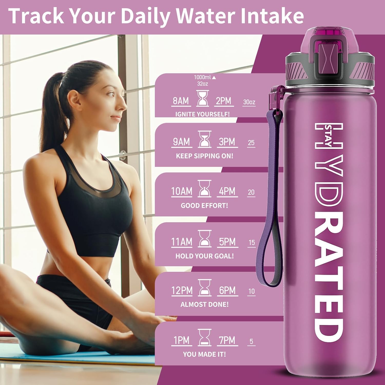 HydraFlow - Sports Water Bottle with Straw