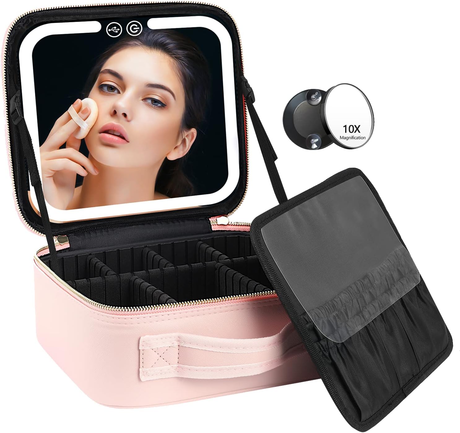 TravelGlow - LED Makeup Organizer with Mirror