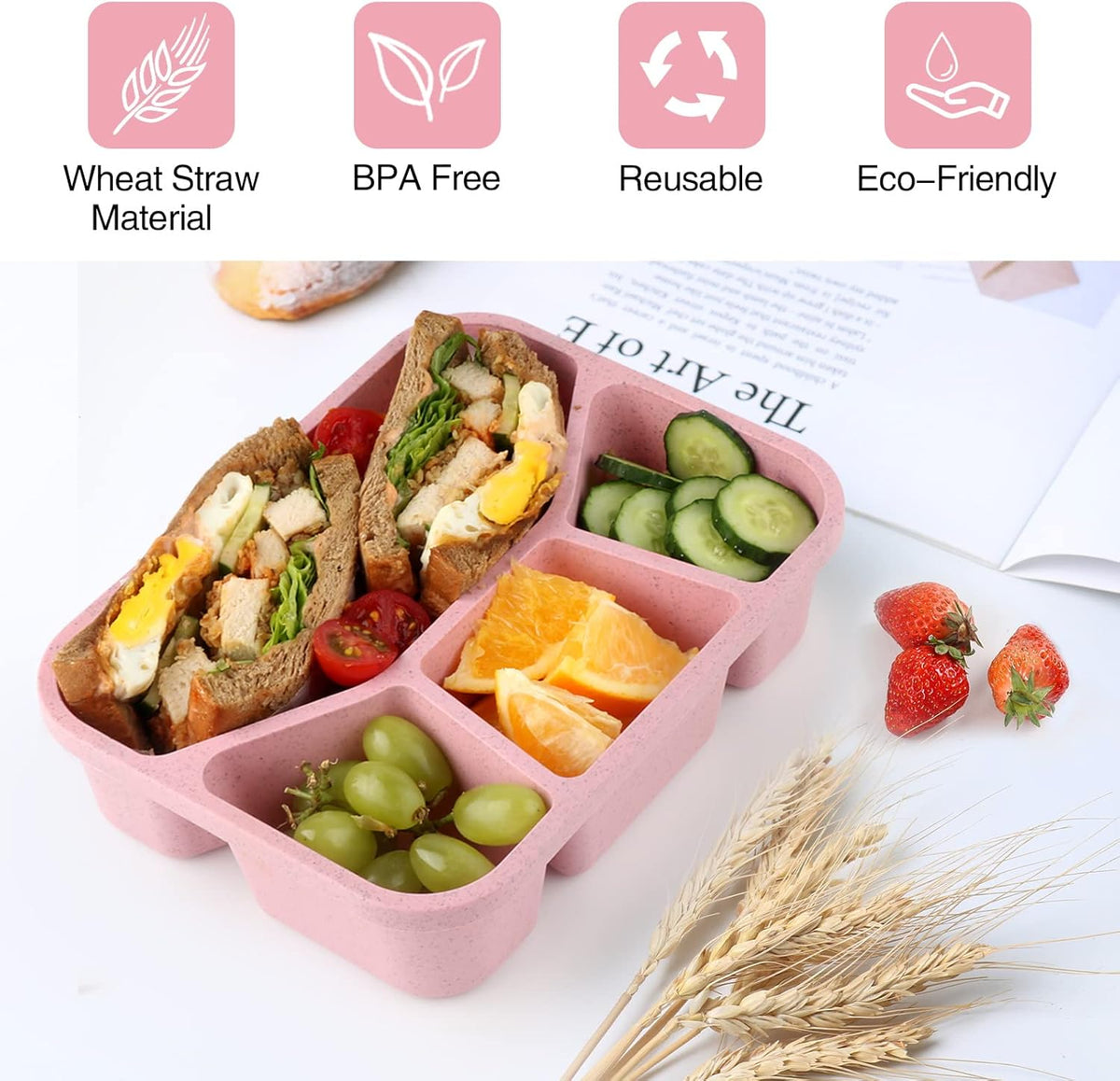 BentoBox Snack Box Set - 4 Reusable Meal Prep Containers with Compartments