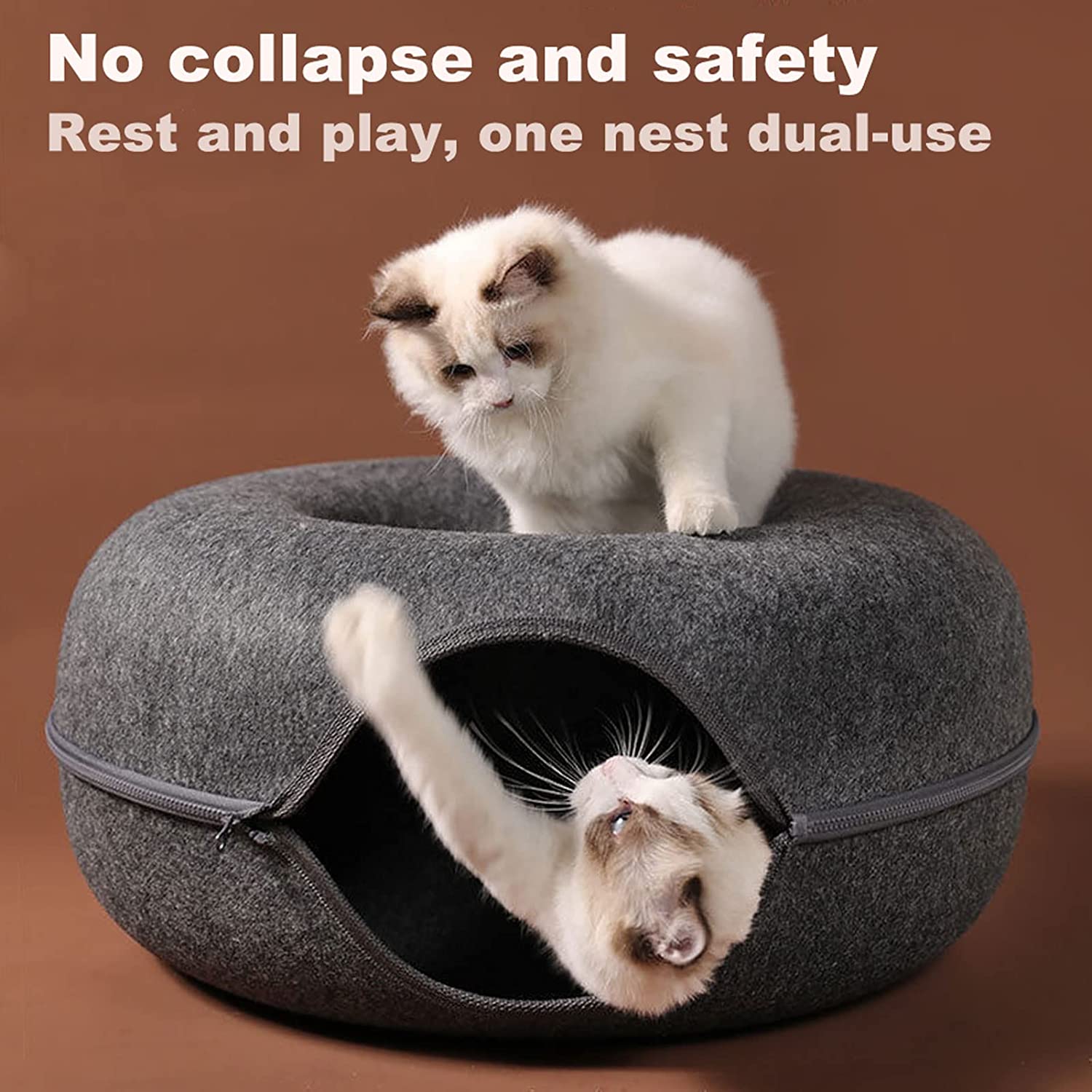 Purrfect Den - Cozy Cat Tunnel Bed with Plush Sleeping Nook