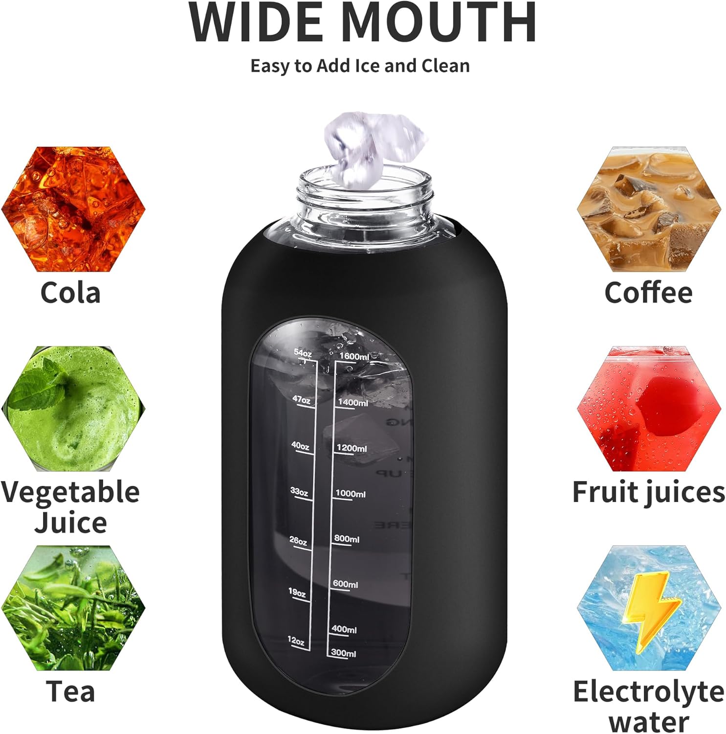 HydroGlow - Motivational Glass Water Bottle 900ml