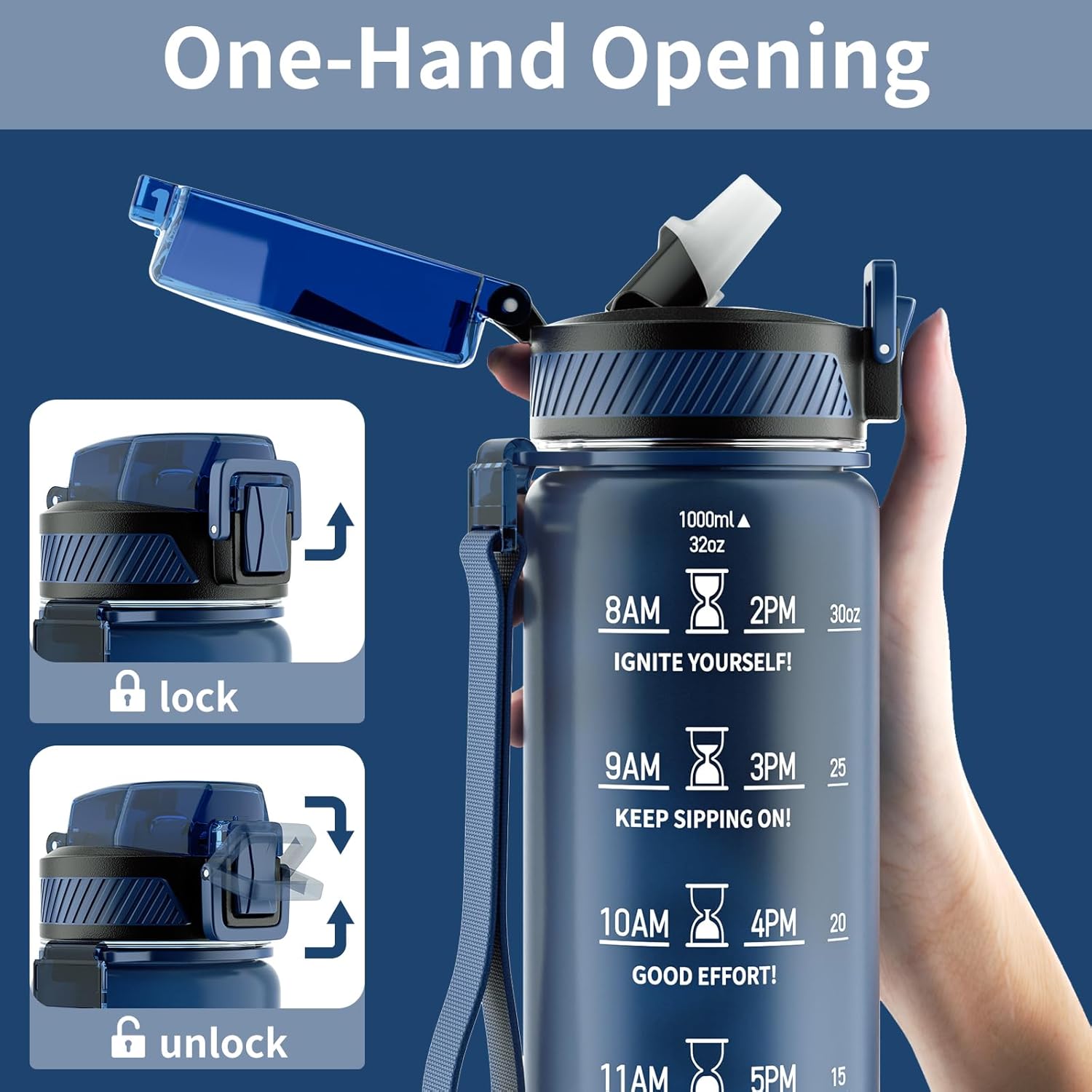 HydraFlow - Sports Water Bottle with Straw