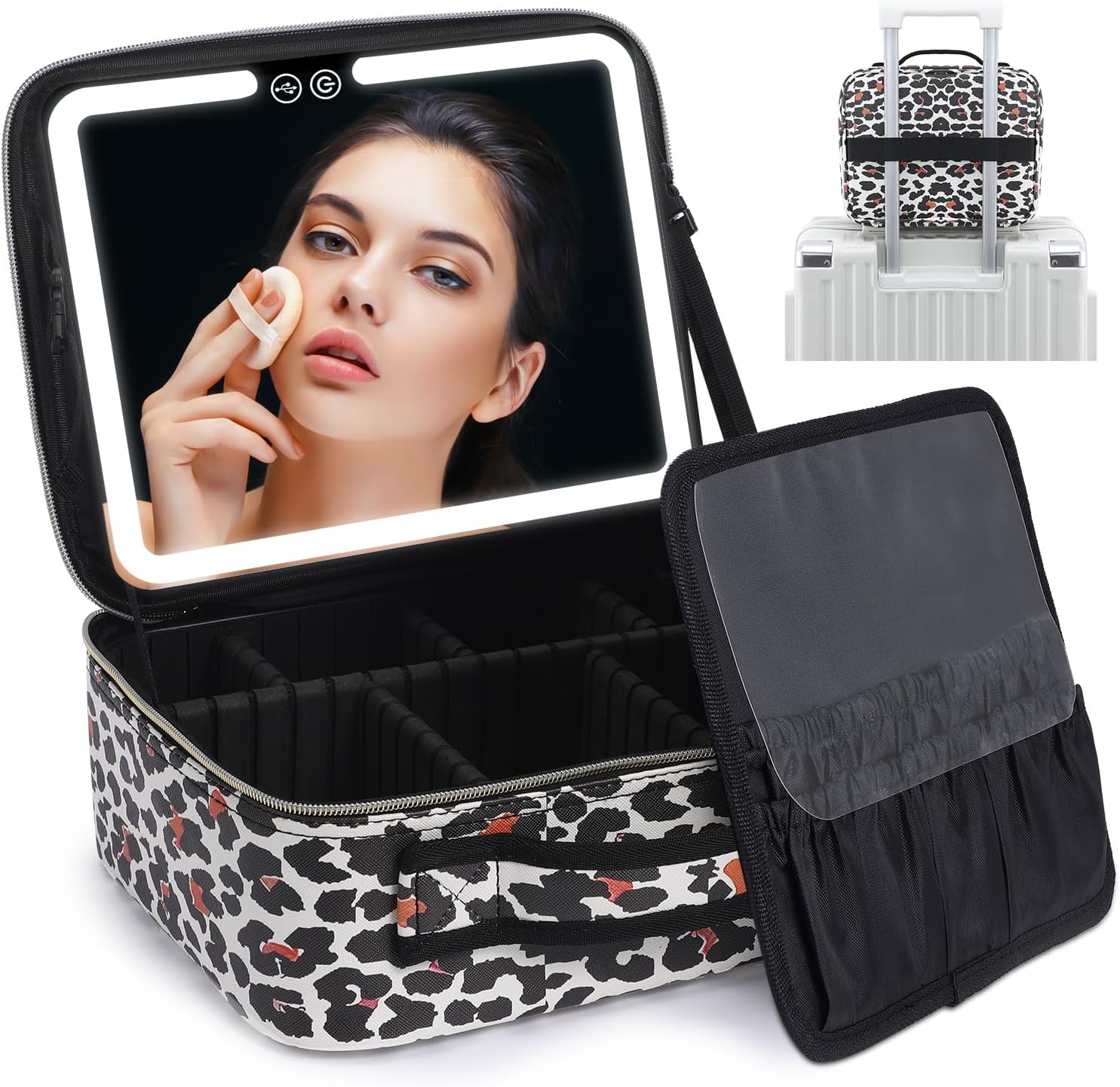 TravelGlow - LED Makeup Organizer with Mirror