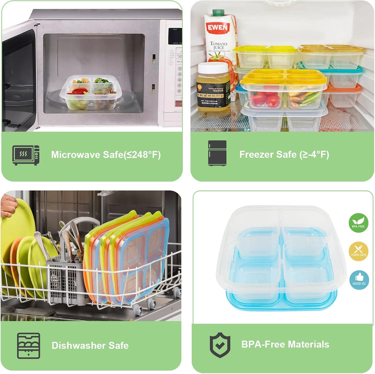 EcoMeal Reusable Bento Box Set - 6 Leakproof Meal Prep Containers