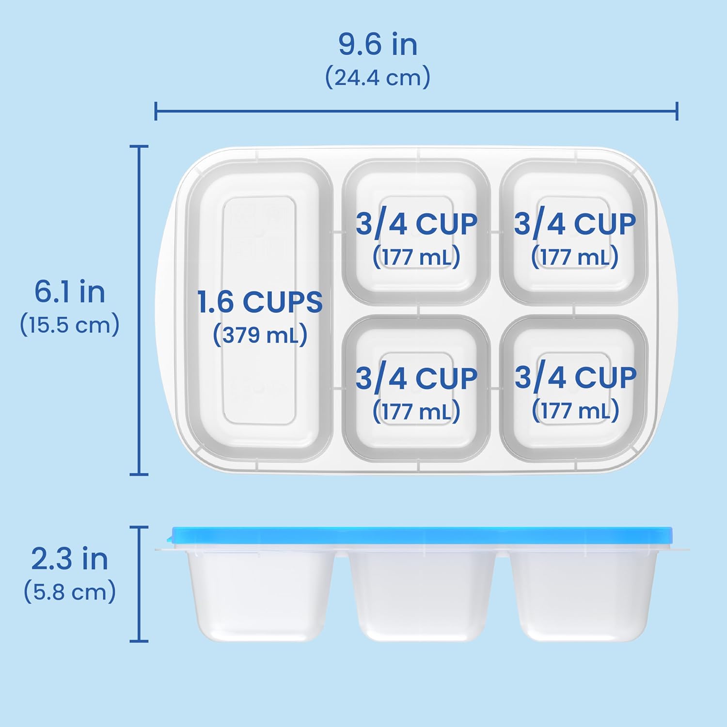 EcoStore - 5-Compartment Storage Boxes (Set of 8)